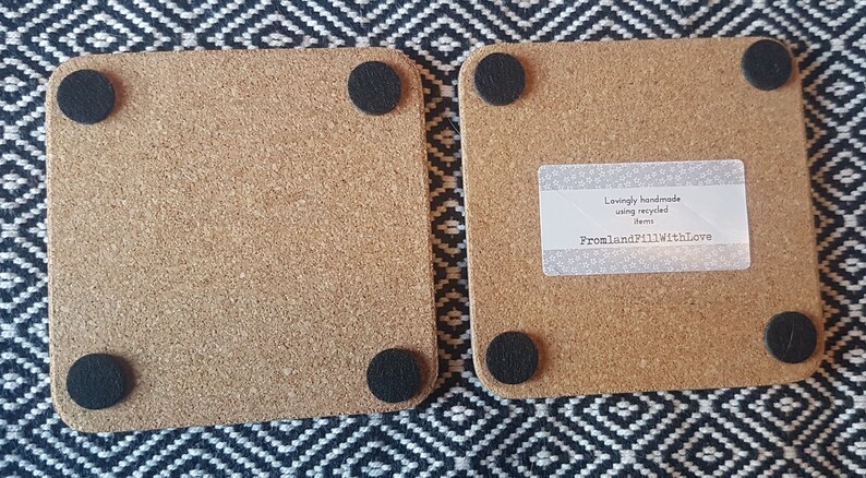 Decoupage Piggy Love Design Square Cork Coaster Pair