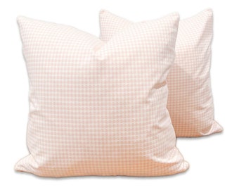 Pair of Pink Gingham Decorator Fabric Throw Pillows with Inserts