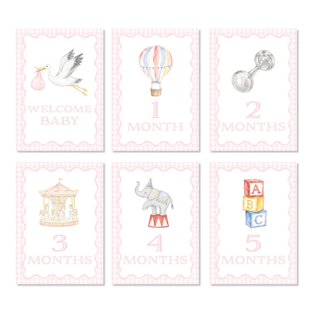 Baby Girl Milestone Cards | Digital Download | Watercolor ...