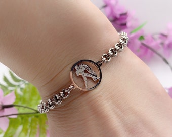 Zodiac Bracelet with Aquarius Star Sign Charm in Stainless Steel