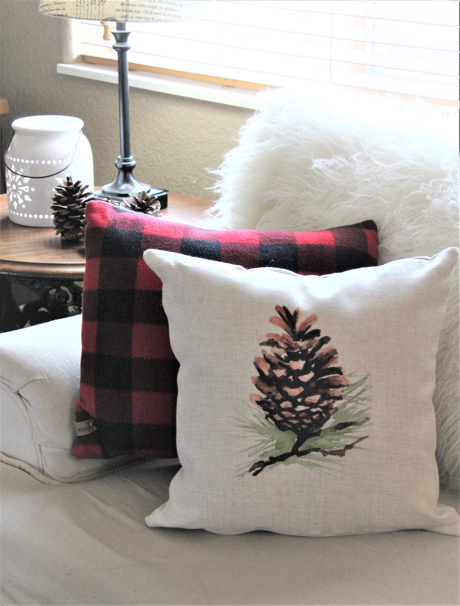 PINECONE PILLOW COVER Winter Pillow Cover Decorative Etsy