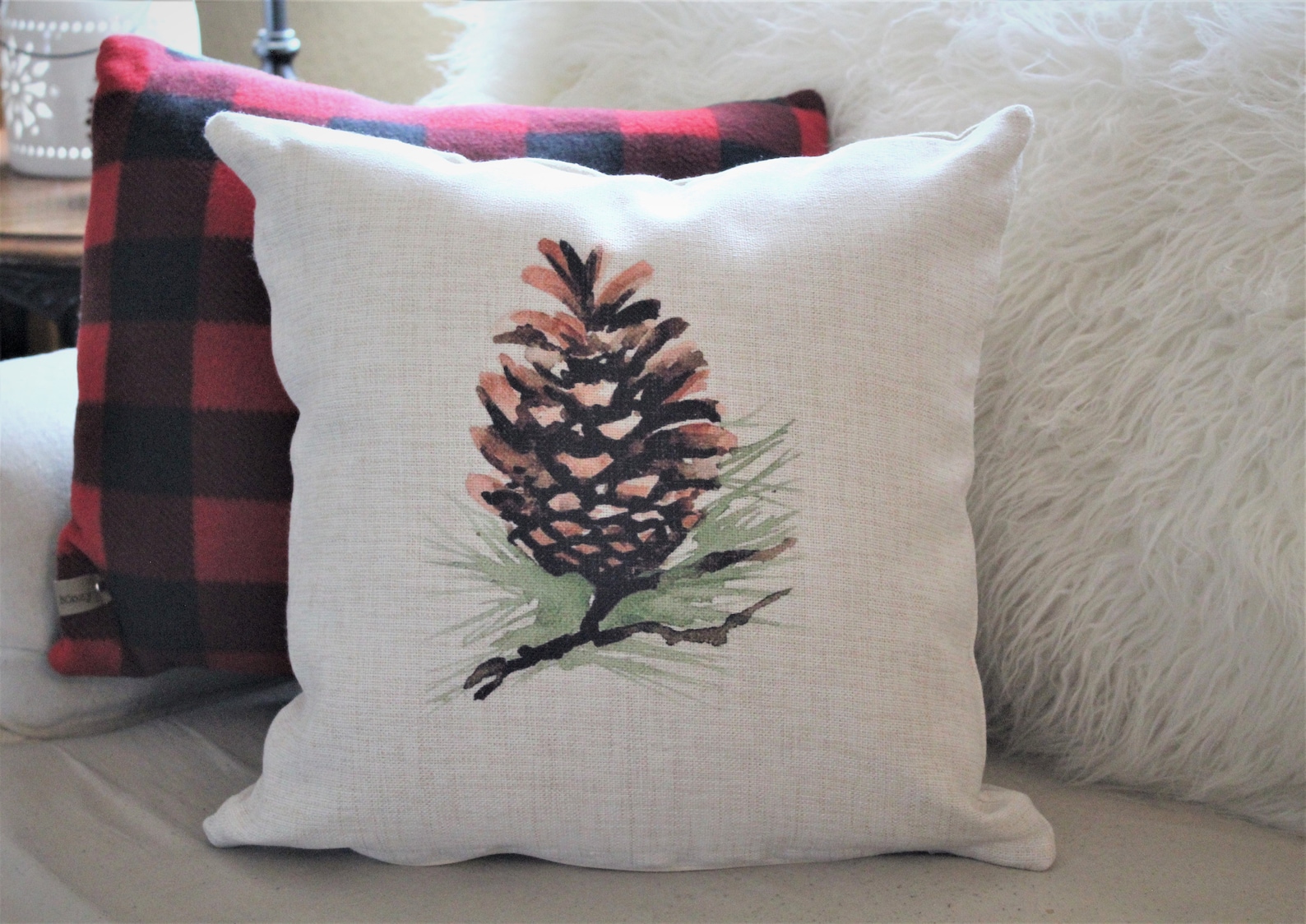 PINECONE PILLOW COVER Winter Pillow Cover Decorative Etsy