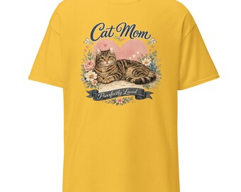 American Curl Striped Brown "Purrfectly Loved" Mom T-Shirt