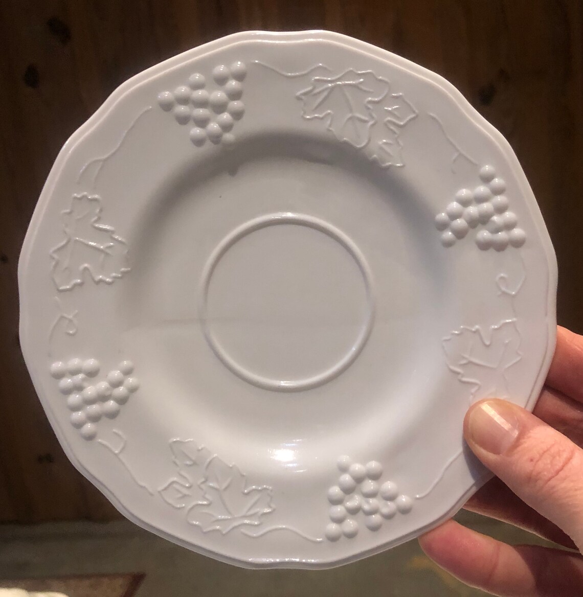 Vintage Indiana Colony Harvest Grape milk glass saucers for Etsy