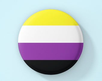 Non Binary Button Pin | Non Binary Pride Button | Non-Binary Flag Pinback Button