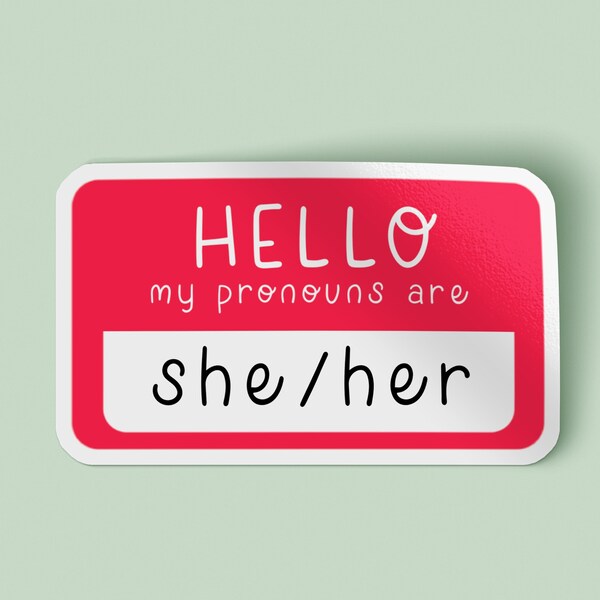 She Her Pronouns Stickers | She/Her | Hello My Pronouns Are She Her Sticker | She Her Decal