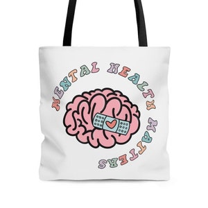 Stop Stigma Feminism Therapy Emotional Baggage Tote Bag: Therapist Gift Mental Health Recovery Mental Health Awareness