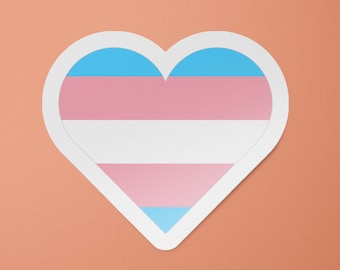 Trans Pride Stickers | Trans Pride Flag Sticker | Transgender Flag Heart Decal