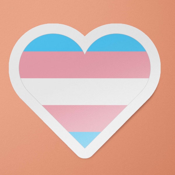 Trans Pride Stickers | Trans Pride Flag Sticker | Transgender Flag Heart Decal