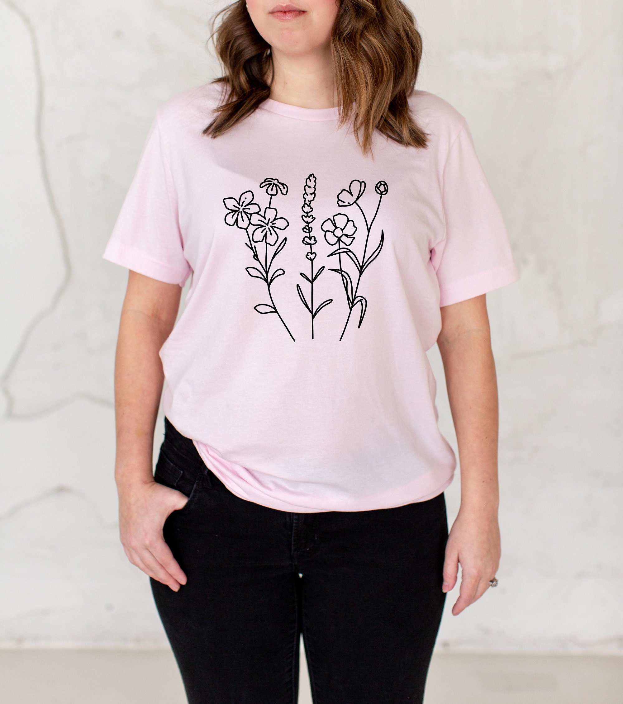 Simple Bouquet Tee Simple Floral Graphic Tee Floral | Etsy