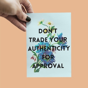 Don't Trade Your Authenticity for Approval Postcard | Mental Health Recovery Card | Mental Health Postcard