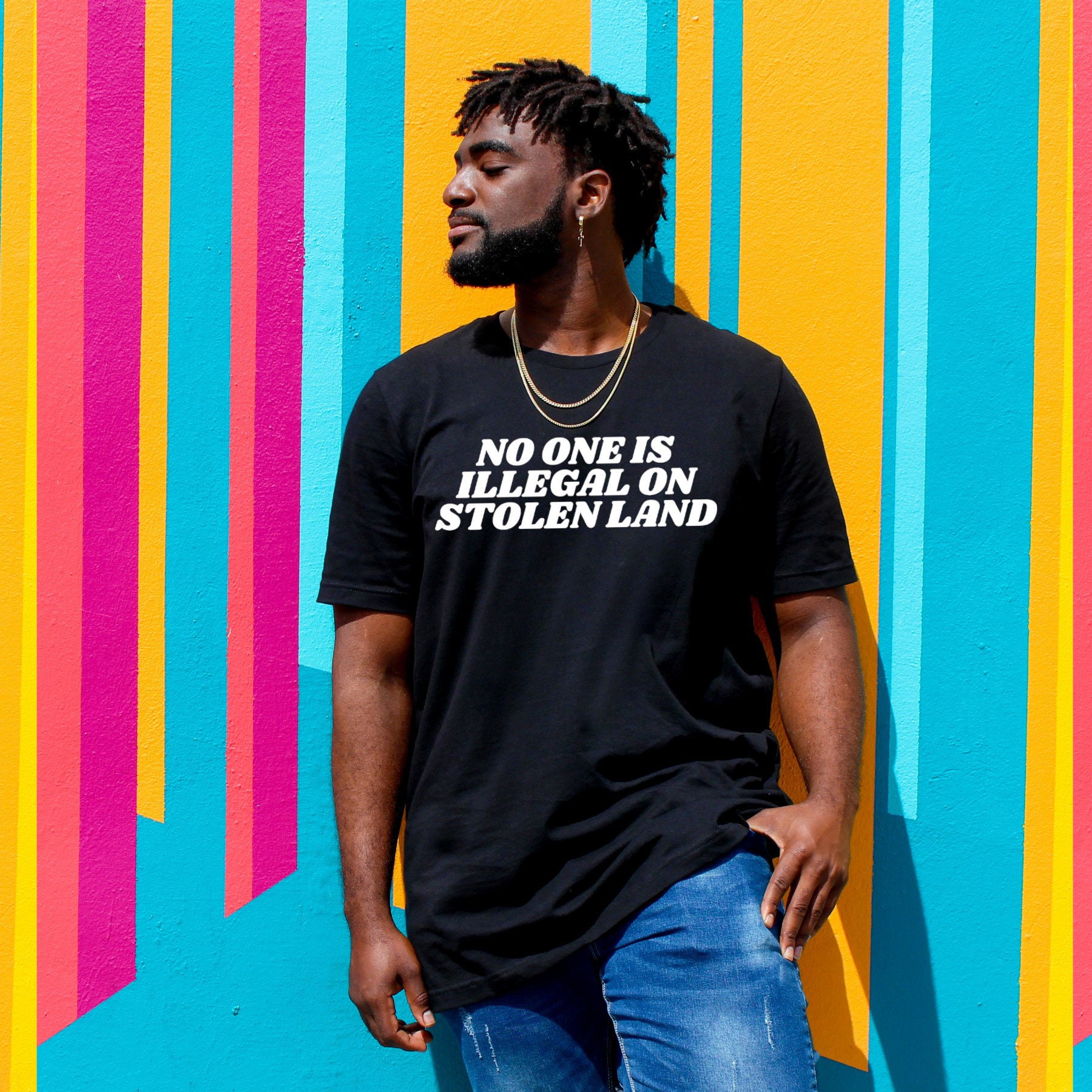 No one is illegal on stolen land shirt Clearance