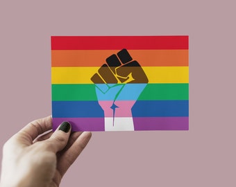 BLM Fist Inclusive Pride Flag Postcard