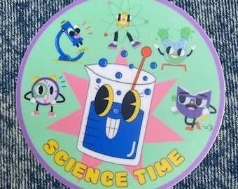 Sticker SCIENCE TIME ~ Tous les âges ~ Sticker TIGE pour pare-chocs de bouteille d'eau pour ordinateur portable ~ Cadeau enseignant étudiant pour adolescent ~ Sticker scientifique mignon ~ Dessin animé