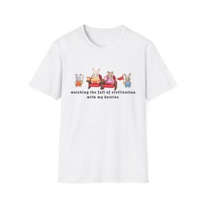 Watching The Fall Of Civilization With My Besties 100% Cotton T-Shirt Calico Critters Sylvanian Families zdjęcie 8