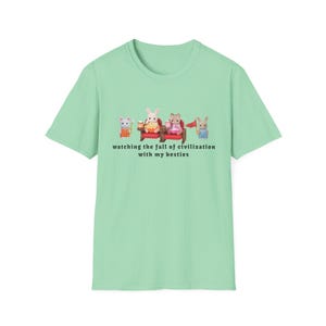 Watching The Fall Of Civilization With My Besties 100% Cotton T-Shirt Calico Critters Sylvanian Families zdjęcie 6