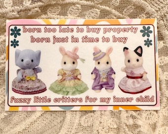 Calico critter Syvlvania Family Inspired | duża naklejka | naklejka na zderzak butelki z wodą na laptopa | Słodki, uroczy prezent dla dziewczyny z pokolenia Z i pokolenia milenialsów