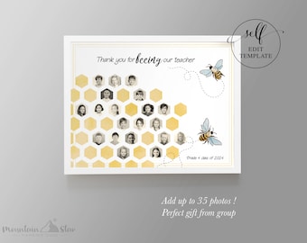 Teacher Appreciation Thank you Photocard from Class ~ Bees HoneyComb Theme