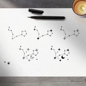 png • svg • eps • dxf →13 Zodiac astrologische tekens graphics x6 variaties voor elk (gratis voor commercieel gebruik inbegrepen)