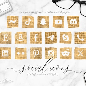 PNG → Social Media Textured Icon Buttons Transparent Background