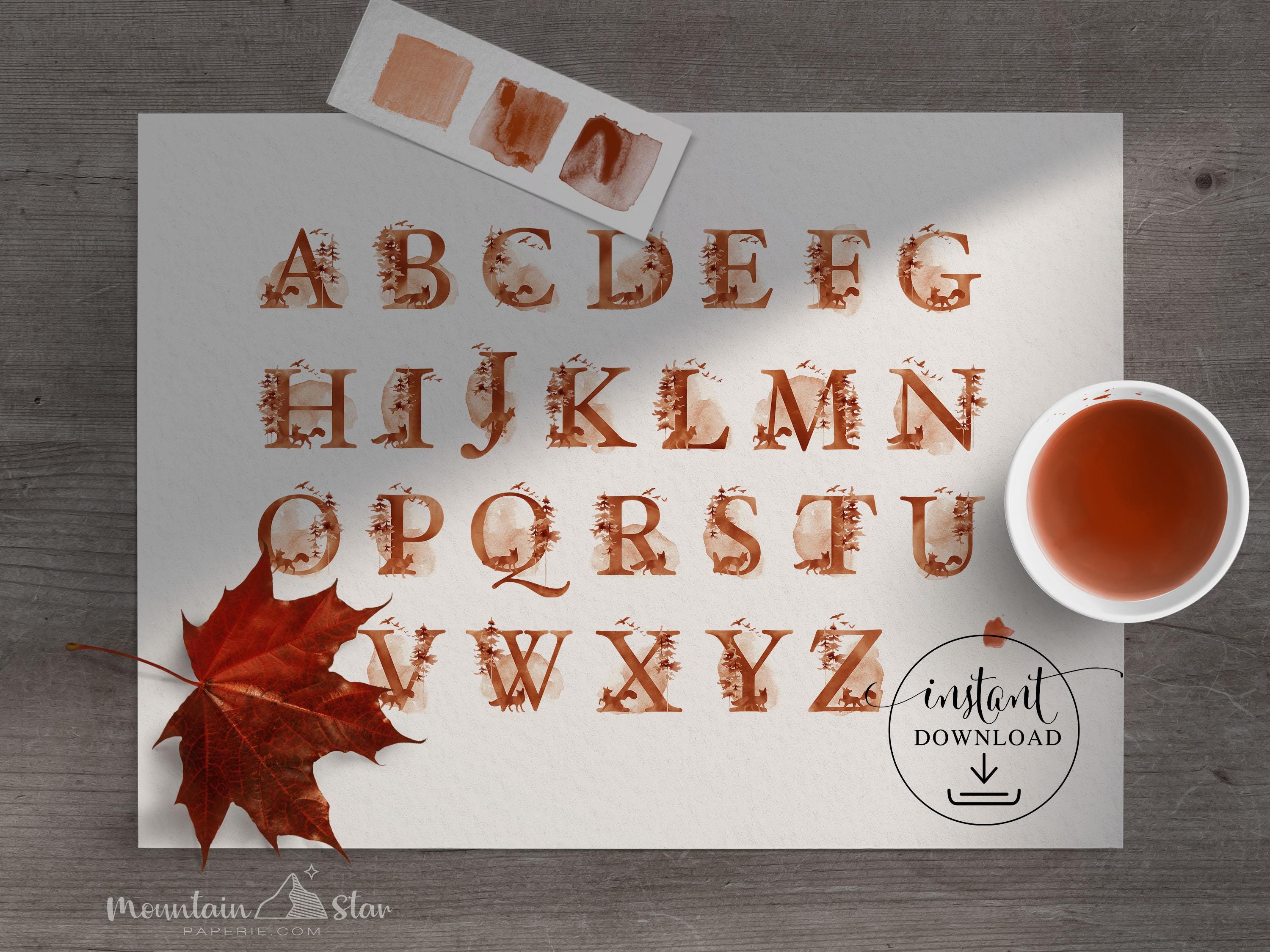 Monogram Letters A to Z  - Forest Fox Watercolour (Free for commercial use included)