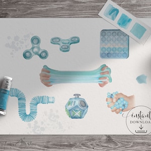 PNG → Fidget Toys Watercolour Graphics Set (Free for commercial use included)