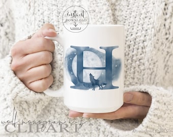Monogram Letters A to Z  - Lone Wolf Watercolour (Free for commercial use included)