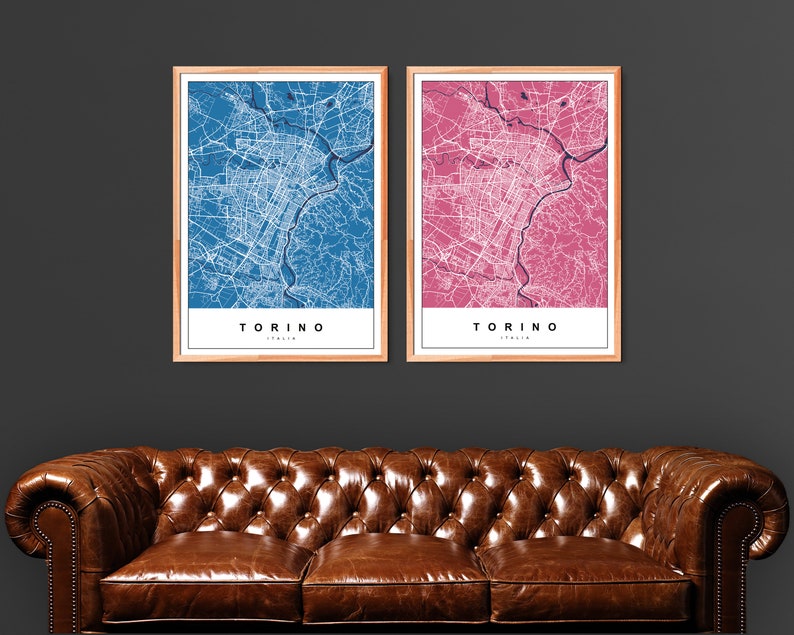 TORINO Map Print City Poster Color Art Print Wall Decor Travel Gift Request Any City Map of Torino Italy