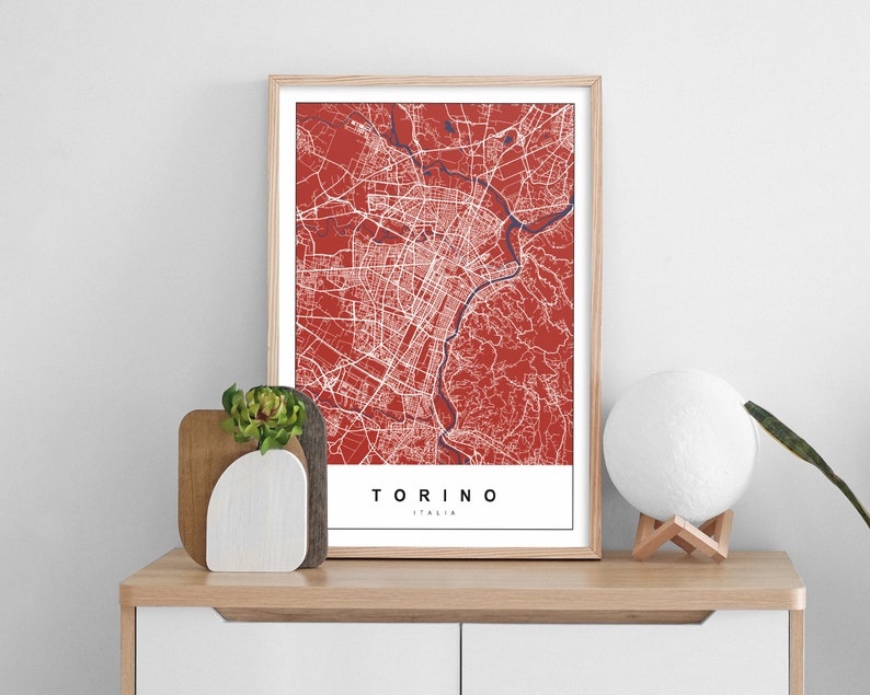 TORINO Map Print City Poster Color Art Print Wall Decor Travel Gift Request Any City Map of Torino Italy