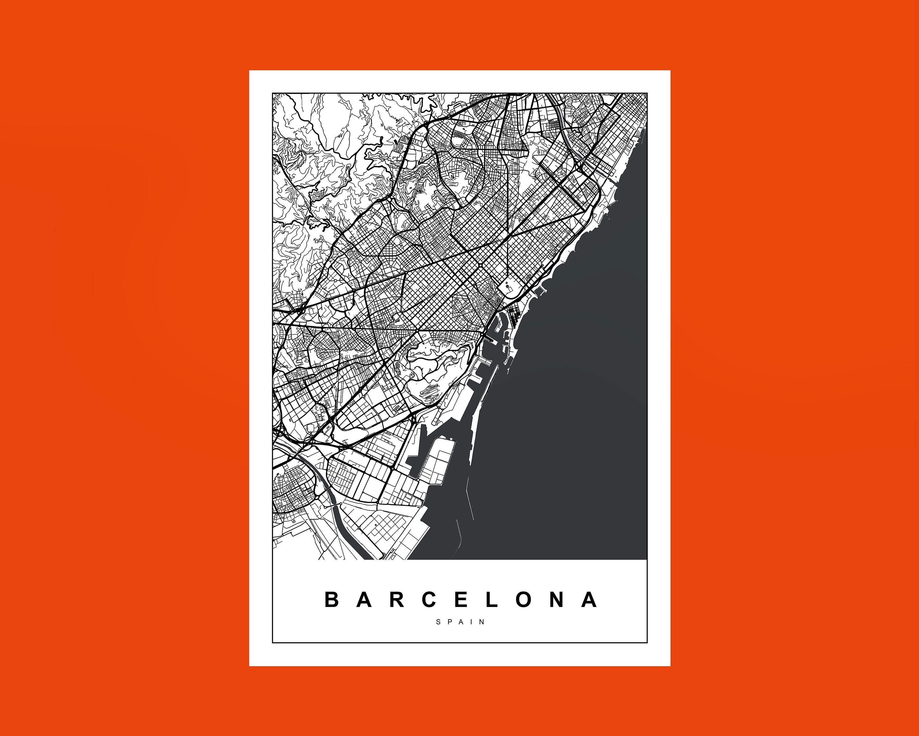 BARCELONA Map Digital 4x Instant Download Printable City | Etsy