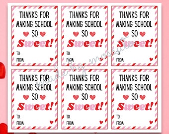 Valentines Teacher Gift Tags PDF Digital Download