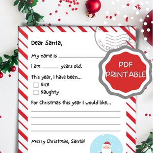 Carta a Papá Noel de los niños PDF Descarga digital