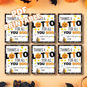 Etykiety na prezenty na loterię na Halloween w formacie PDF do pobrania w wersji cyfrowej