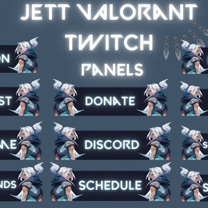 Jett Valorant Twitch Panels - Instant download - Twitch Profile Panels - Twitch pixel Valorant - Navy