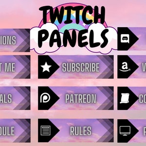 Cotton Candy Sky Twitch Panels - About Me Subscribe Profile Streamer Stream Donate