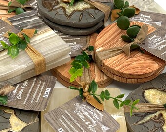 Natural Stone Coaster Set | Arizona Sandstone, Mexican Onyx, Utah Dragonstone
