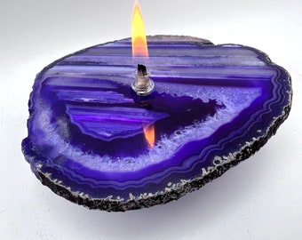 Purple Agate Oil Candle Lamp. Handmade purple agate candle for unique gift idea, housewarming, home decor  or gift for her.