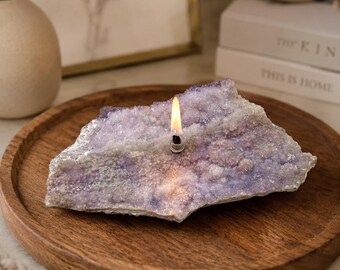 Handcrafted Amethyst Flower Oil Lamp – Crystal Healing Home Decor 4”x6”x2”
