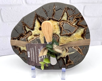 Stone Serving Tray | Utah Septarian Dragon Stone Cheese Board, Appetizer or Charcuterie Platter, Gift For Wedding or Housewarming