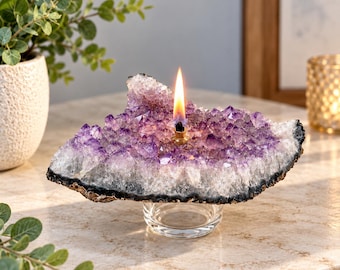 Handcrafted Amethyst Crystal Oil Lamp 4