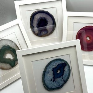 Framed Brazilian Agate Slice Art | 9" Natural Stone Wall Decor, Tabletop Display