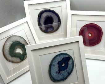 Framed Brazilian Agate Slice Art | 9" Natural Stone Wall Decor, Tabletop Display