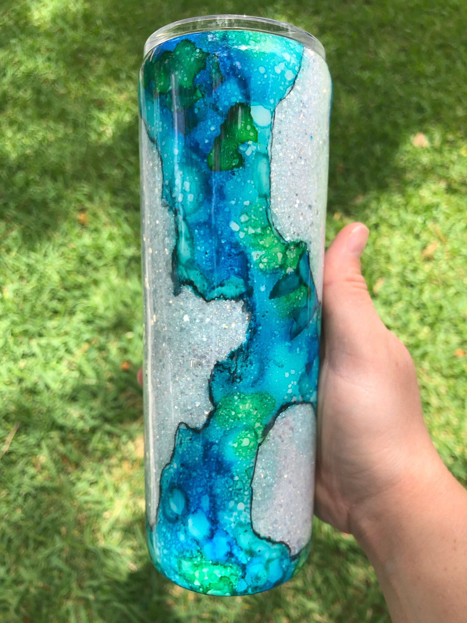 Custom Turquoise Geode Glitter Tumbler Geode Epoxy Tumblers Etsy