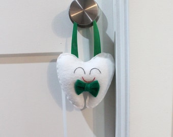 Personalized Tooth Fairy Pillow with Pocket: Boy Handmade Solid Color Door Hanger