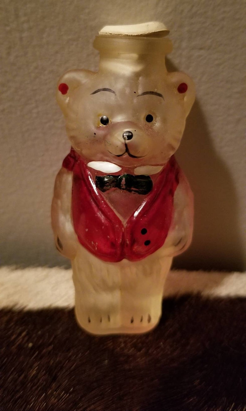 Vintage MCM Glass Teddy Bear Christmas Light Bulb Cover