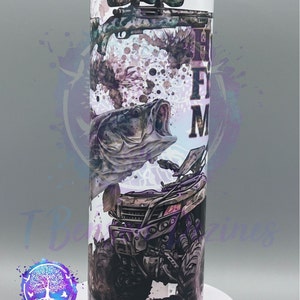 Huntin Fishin Muddin 4 Wheeler Fishing pole Shot Gun Stainless Steel Sublimation 20oz/30oz cup Straight Drinking Tumbler. image 2