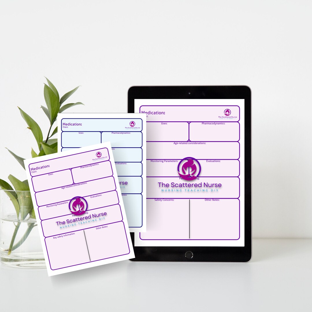 Nursing School Note Templates Pharmacology Printable PDF Etsy
