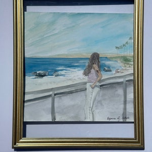 Original watercolor art -Lady at peace