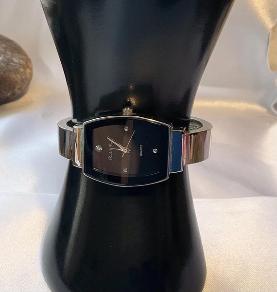 Vintage Peck and Peck Silver Cuff Bracelet Watch, A Black  display picture 3