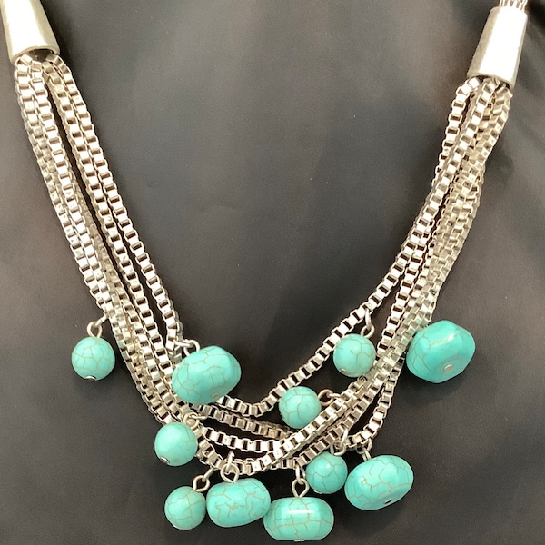 Collier tendance Jules B turquoise et argent